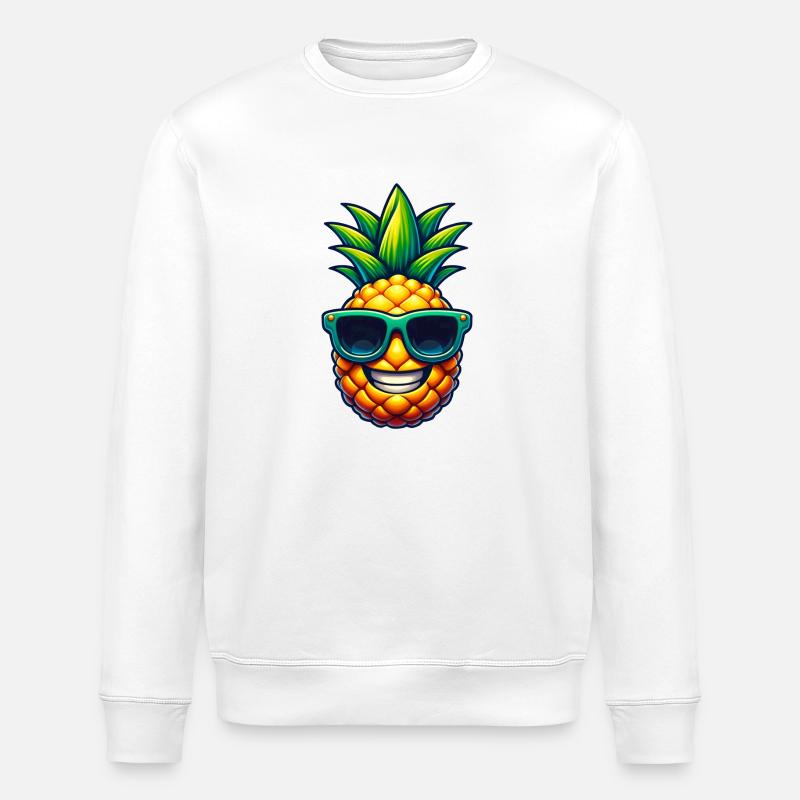 Coole Ananas mit Sonnenbrille Kawaii - Stanley/Stella Unisex Bio-Sweatshirt ROLLER - Weiß