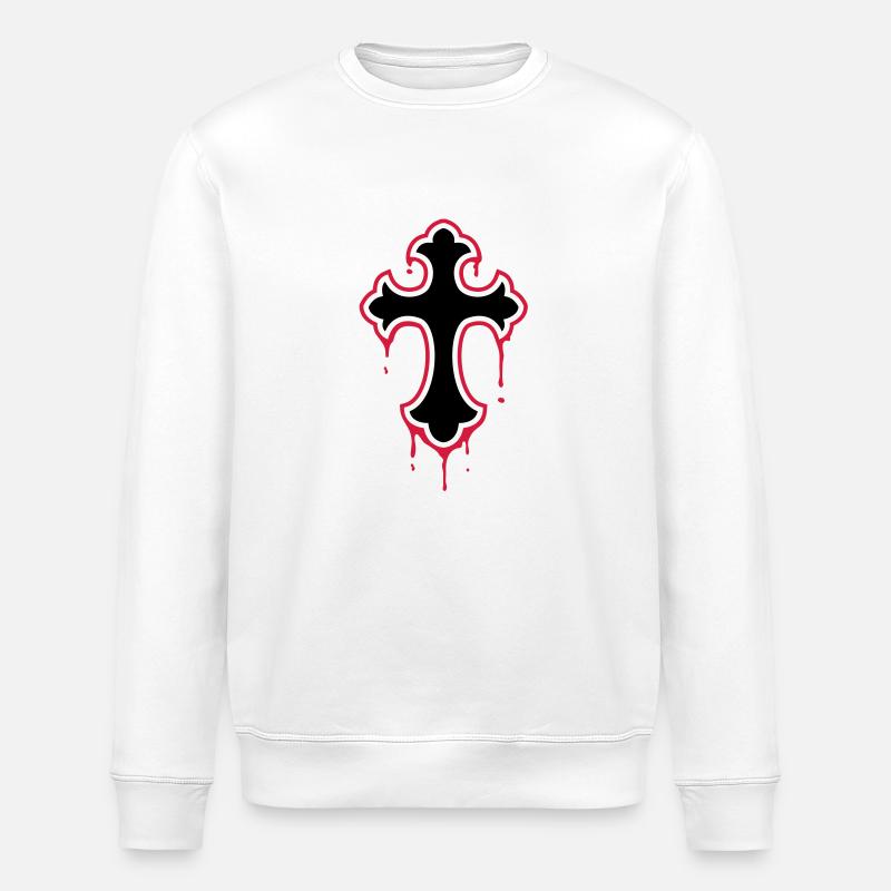 gothic, splatter, cross - Stanley/Stella ROLLER Unisex Organic Sweatshirt - white