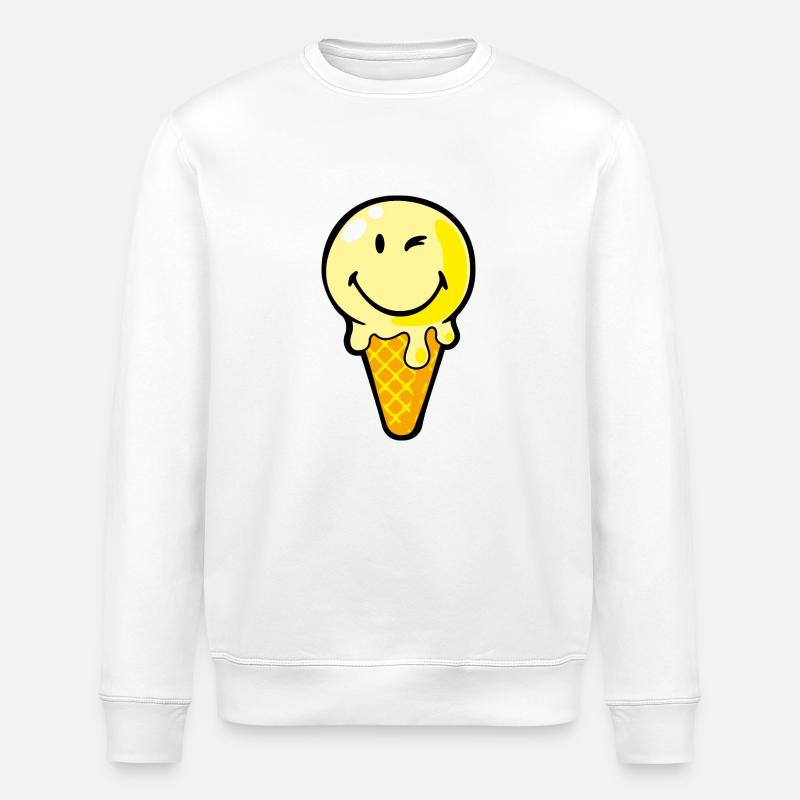 Smiley Ice Cream - Stanley/Stella Unisex Bio-Sweatshirt ROLLER - Weiß