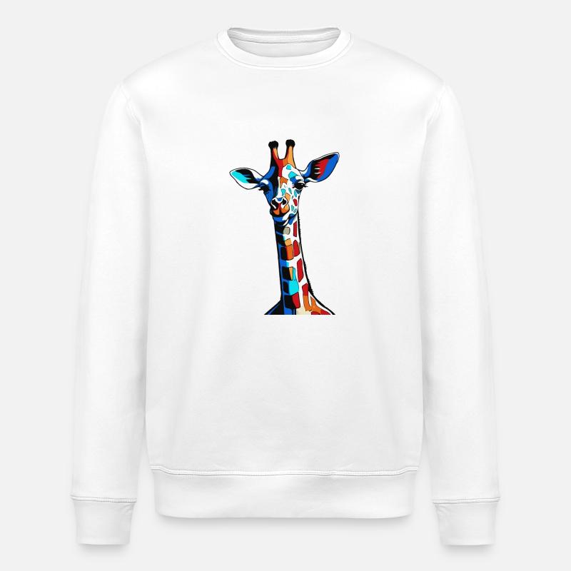 Bunte Graffiti Giraffe - Stanley/Stella Unisex Bio-Sweatshirt ROLLER - Weiß