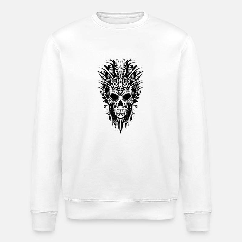 Skeleton Tattoo Head - Stanley/Stella ROLLER Unisex Organic Sweatshirt - white