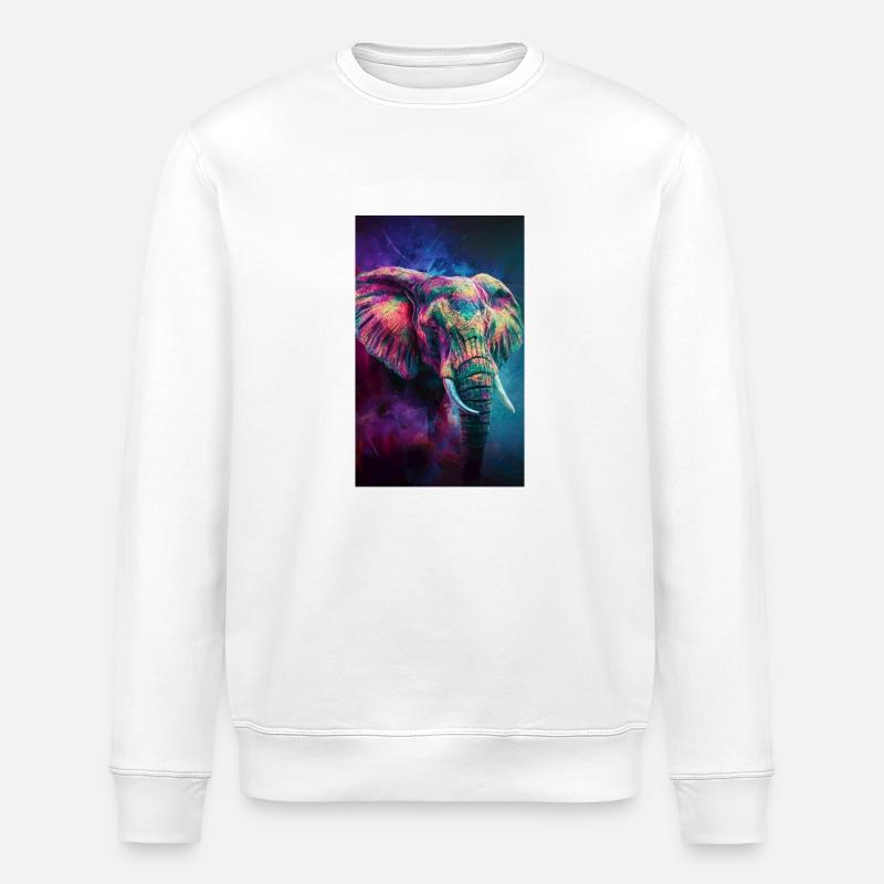Elefanten Portrait - Stanley/Stella Unisex Bio-Sweatshirt ROLLER - Weiß