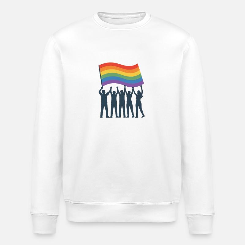#PrideTogether #LGBTQUnity #RegenbogenFlagge #Quee - Stanley/Stella ROLLER Unisex Organic Sweatshirt - white