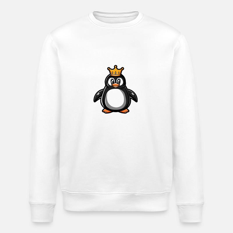 Pinguin Comic Krone - Stanley/Stella Unisex Bio-Sweatshirt ROLLER - Weiß