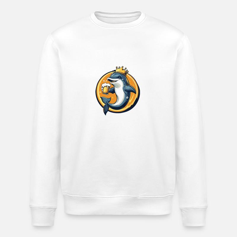 Delfin Bier Comic - Stanley/Stella Unisex Bio-Sweatshirt ROLLER - Weiß