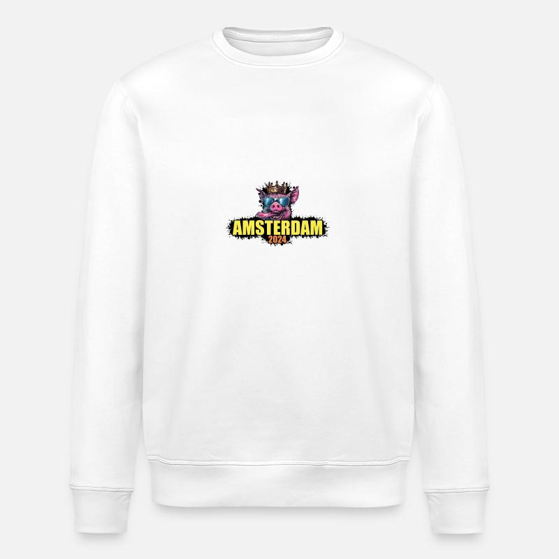 Amsterdam 2024 Schwein - Stanley/Stella Unisex Bio-Sweatshirt ROLLER - Weiß
