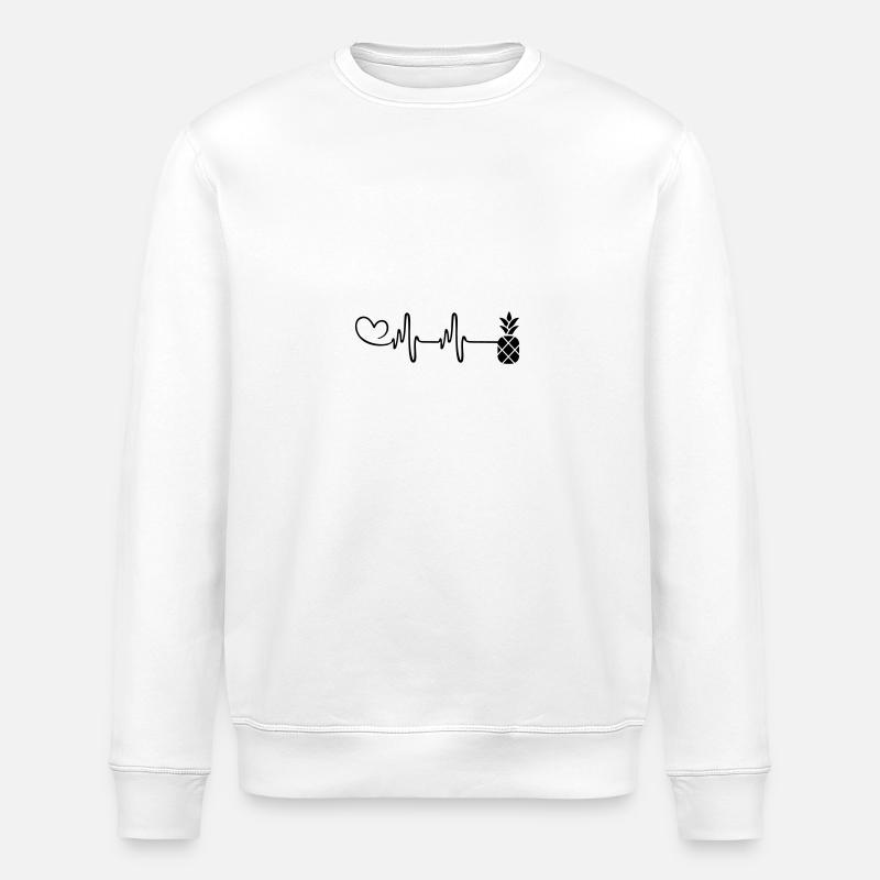 Pineapple Pulse Heart - Stanley/Stella ROLLER Unisex Organic Sweatshirt - white