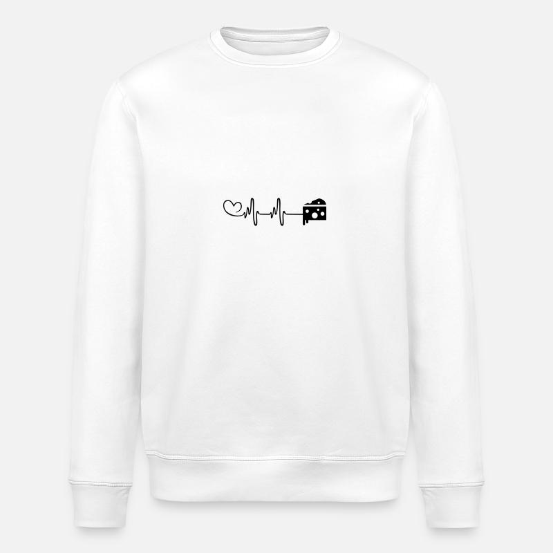 Cheese pulse heartbeat - Stanley/Stella ROLLER Unisex Organic Sweatshirt - white