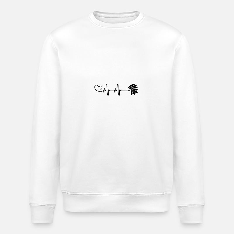 Indianer kopf Herzschlag - Stanley/Stella Unisex Bio-Sweatshirt ROLLER - Weiß
