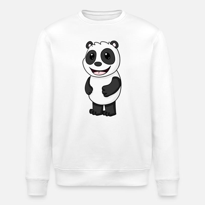Panda Bär Niedlich - Stanley/Stella Unisex Bio-Sweatshirt ROLLER - Weiß
