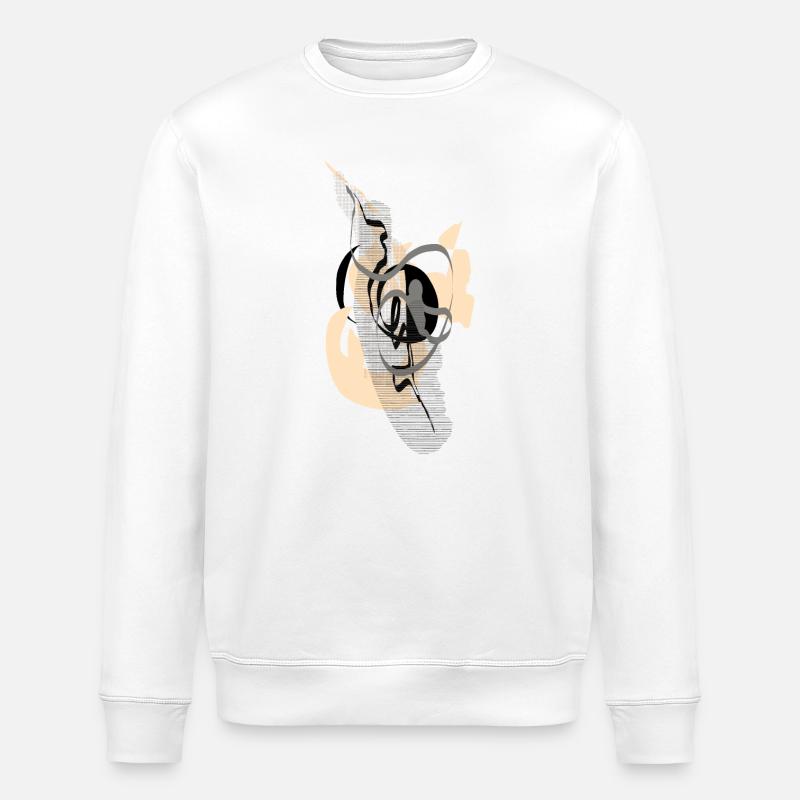 Rhythmische Abstraktion in Monochrom - Stanley/Stella Unisex Bio-Sweatshirt ROLLER - Weiß