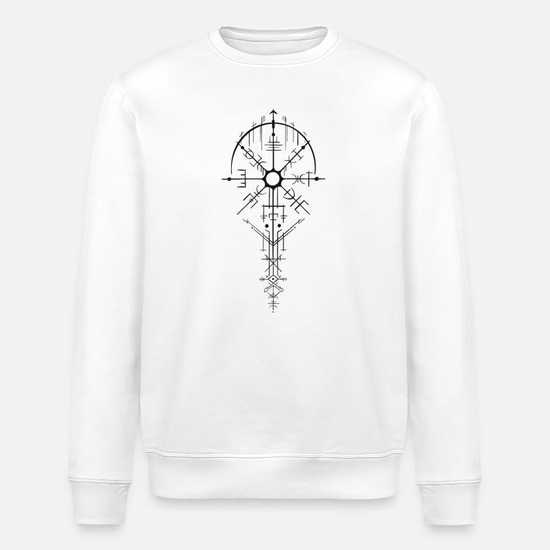 Nordic Rune Amulet Design - Stanley/Stella ROLLER Unisex Organic Sweatshirt - white