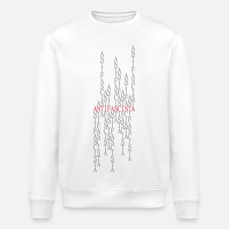 Antifascista Typo Collage rouge/gris - Sweat bio ROLLER Stanley/Stella Unisexe - blanc