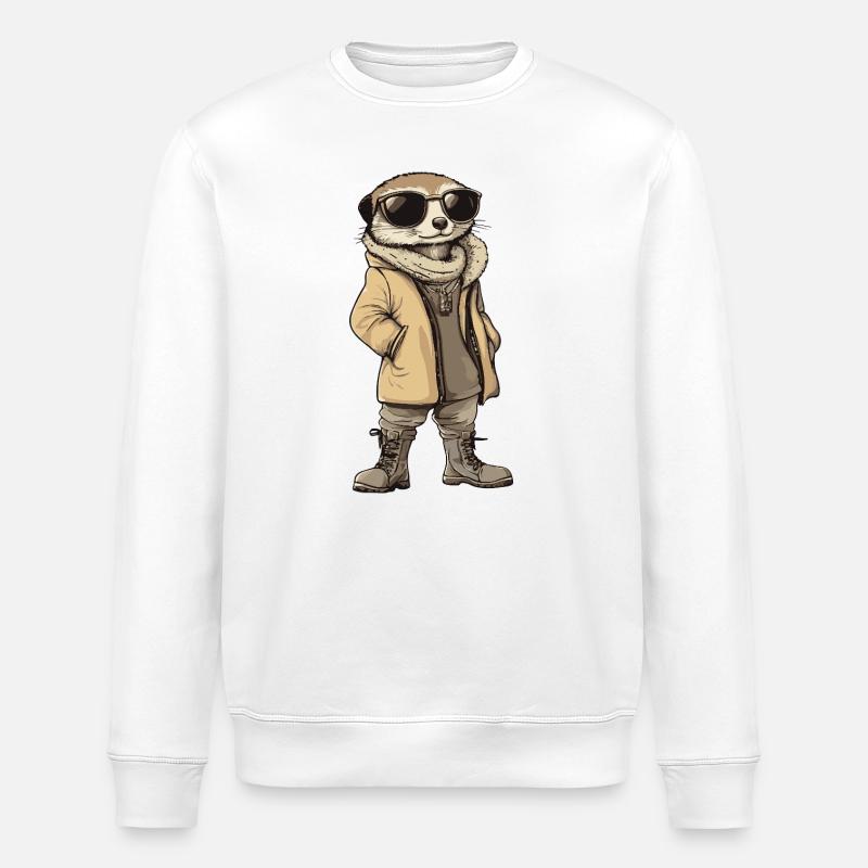 Erdmännchen Cool Winter - Stanley/Stella Unisex Bio-Sweatshirt ROLLER - Weiß