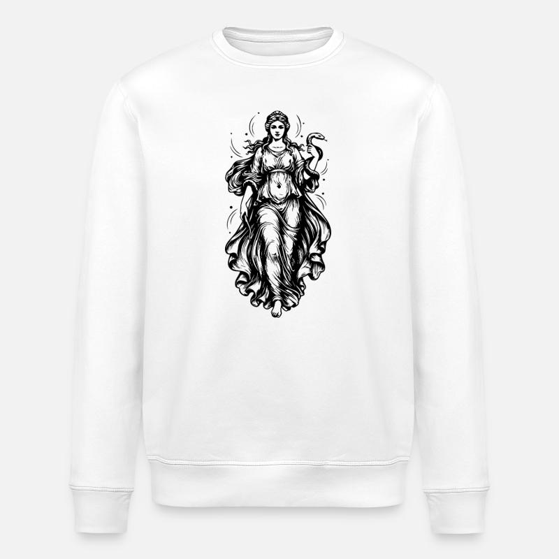 Ancient Greek Goddess with snake - Stanley/Stella ROLLER Unisex Organic Sweatshirt - white