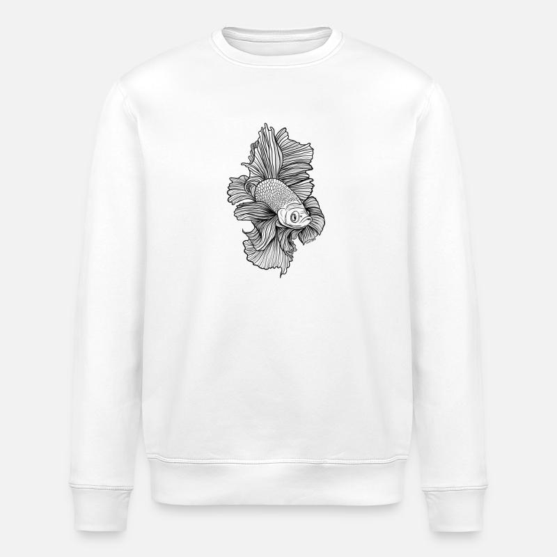 Betta Fish - Stanley/Stella ROLLER Unisex Organic Sweatshirt - white