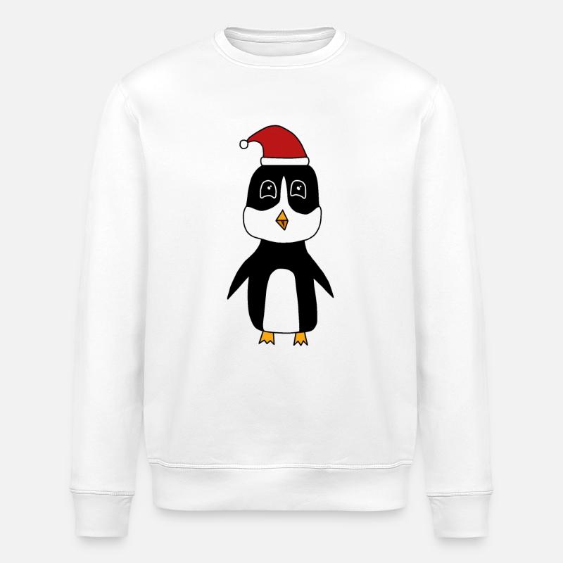 Pinguin feiert Weihnachten - Stanley/Stella Unisex Bio-Sweatshirt ROLLER - Weiß