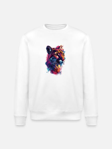 Bunter Kunst Wildtiere - Stanley/Stella Unisex Bio-Sweatshirt ROLLER - Weiß