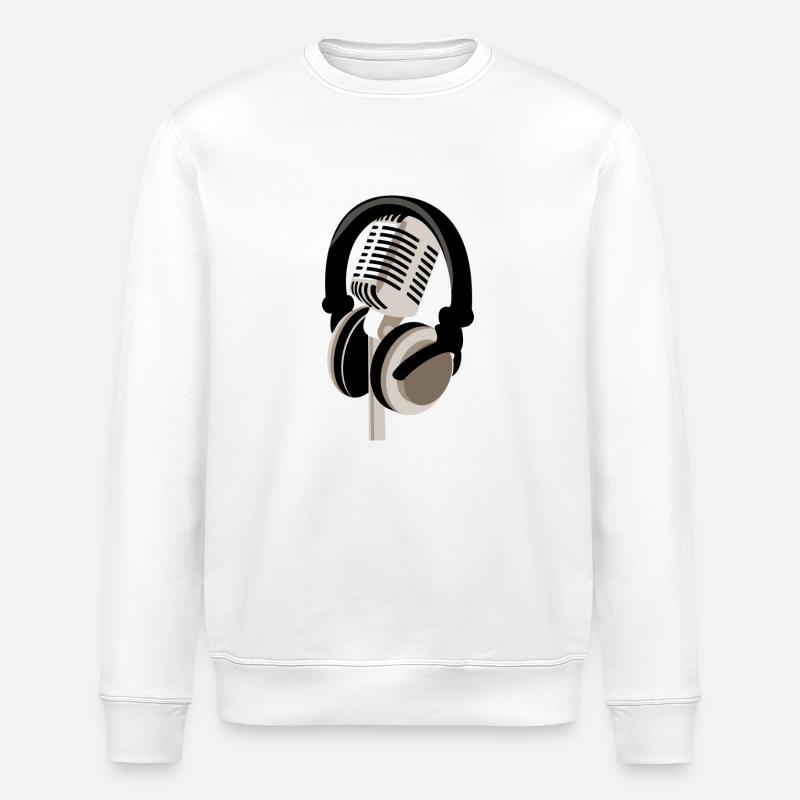 Mikrofon mit Kopfhörern - Stanley/Stella Unisex Bio-Sweatshirt ROLLER - Weiß