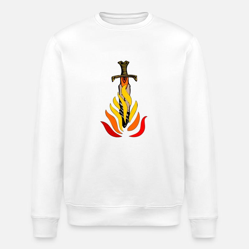 Épée dans les flammes - Sweat bio ROLLER Stanley/Stella Unisexe - blanc