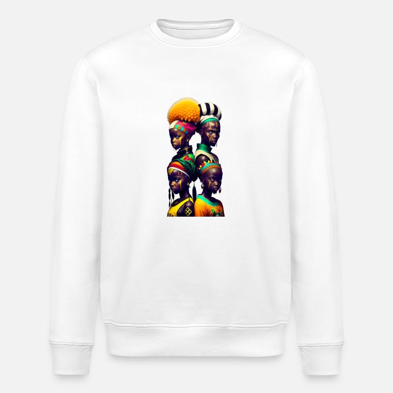 African faces - Stanley/Stella ROLLER Unisex Organic Sweatshirt - white