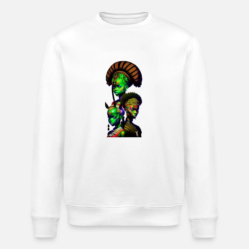 Bemalte afrikanische Gesichter - Stanley/Stella Unisex Bio-Sweatshirt ROLLER - Weiß