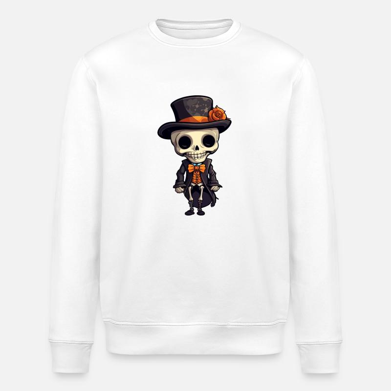 Squelette Halloween - Sweat bio ROLLER Stanley/Stella Unisexe - blanc