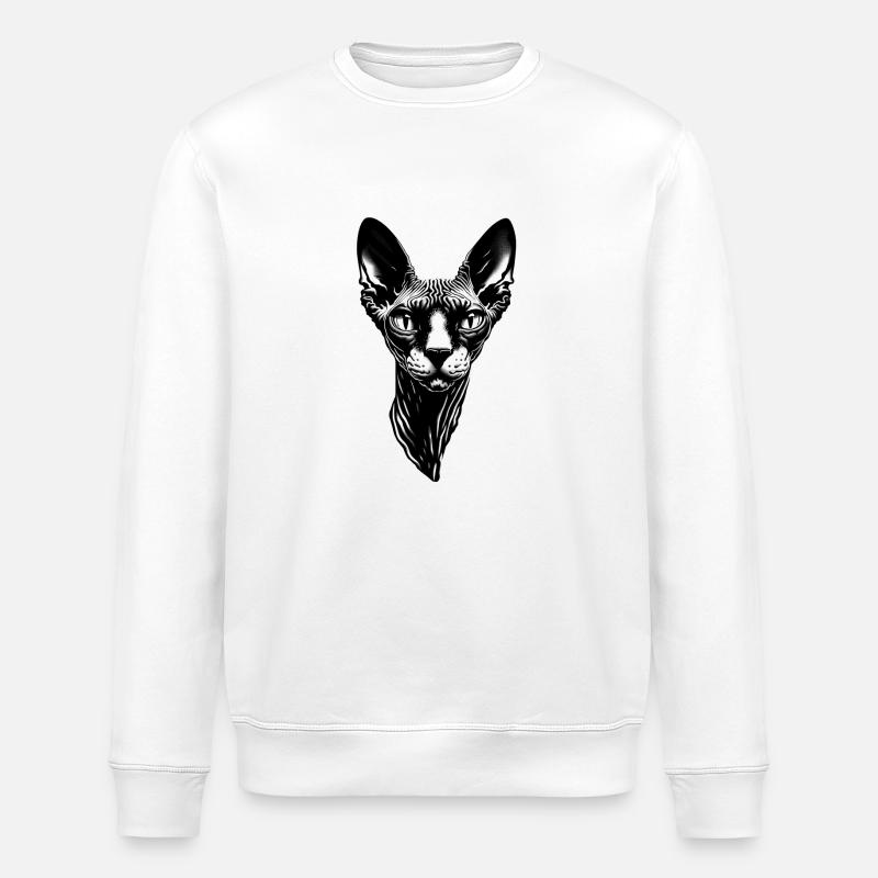 Katzengesicht: Übel grinsend - Stanley/Stella Unisex Bio-Sweatshirt ROLLER - Weiß