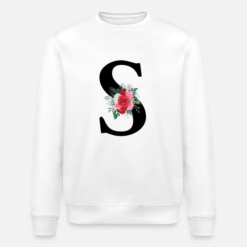 Roter Blumenbuchstabe S - Stanley/Stella Unisex Bio-Sweatshirt ROLLER - Weiß