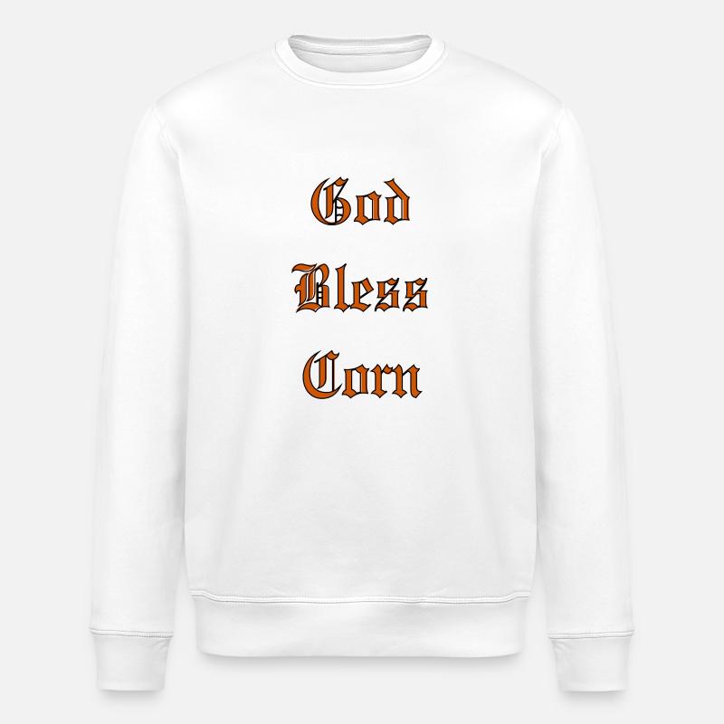 GodBlessCorn - Stanley/Stella Unisex Bio-Sweatshirt ROLLER - Weiß