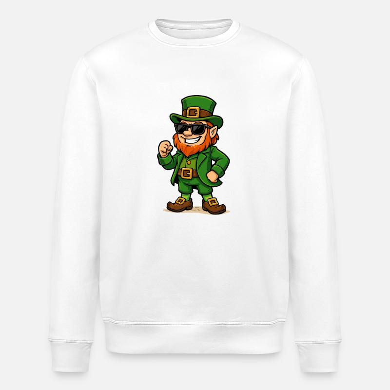 leprechaun sonnenbrille comic - Stanley/Stella Unisex Bio-Sweatshirt ROLLER - Weiß