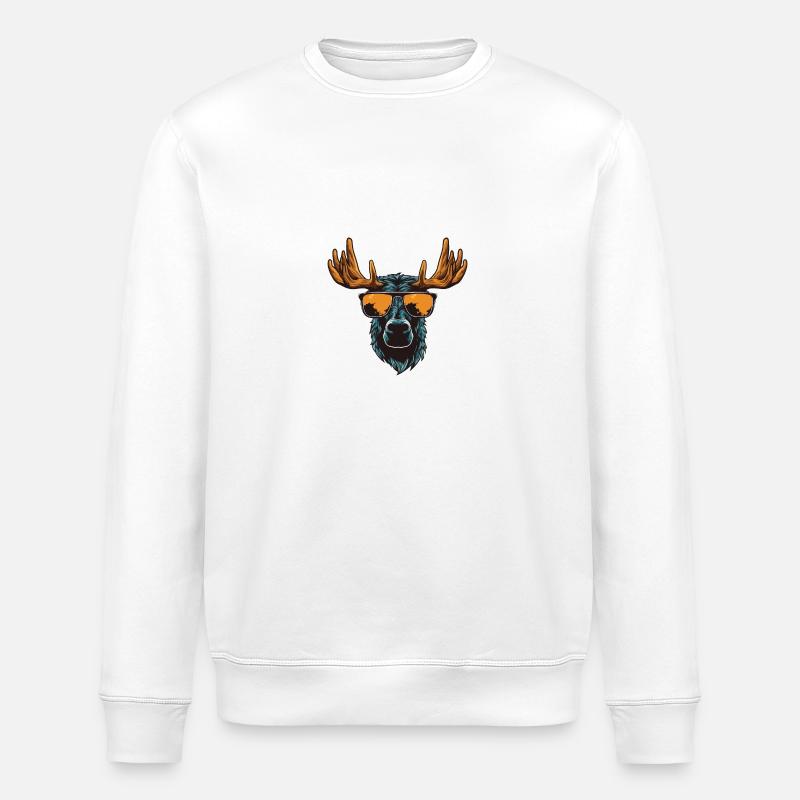 Elch Hipster Cool Party - Stanley/Stella Unisex Bio-Sweatshirt ROLLER - Weiß