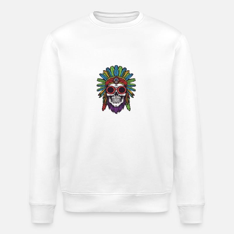 Apache Skull Indian - Stanley/Stella ROLLER Unisex Organic Sweatshirt - white