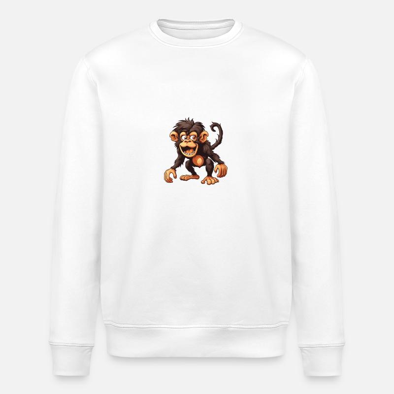 Affe Tier - Stanley/Stella Unisex Bio-Sweatshirt ROLLER - Weiß