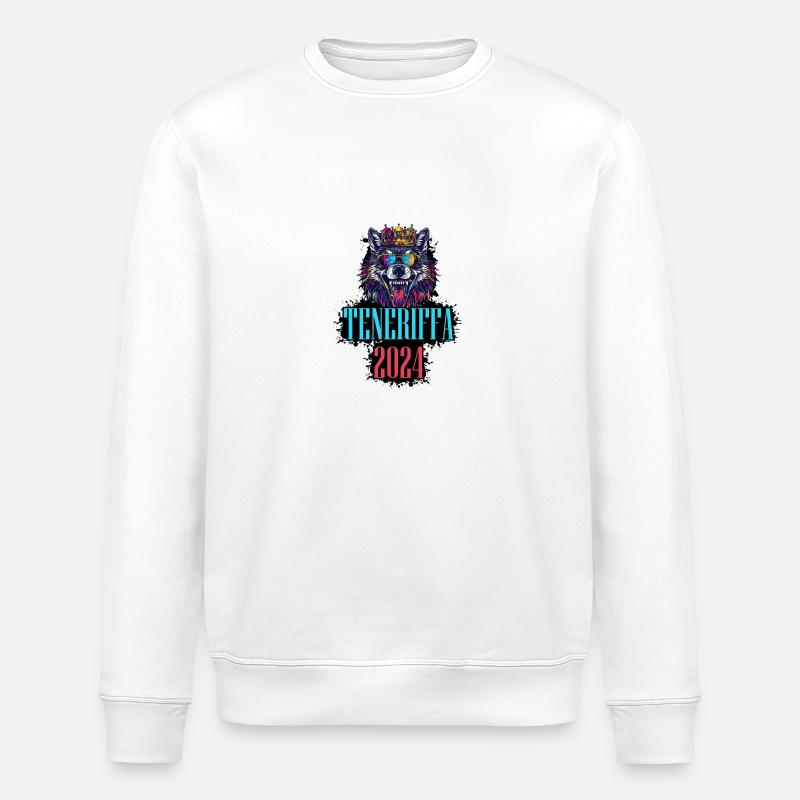 Teneriffa 2024 Urlaub Wolf - Stanley/Stella Unisex Bio-Sweatshirt ROLLER - Weiß
