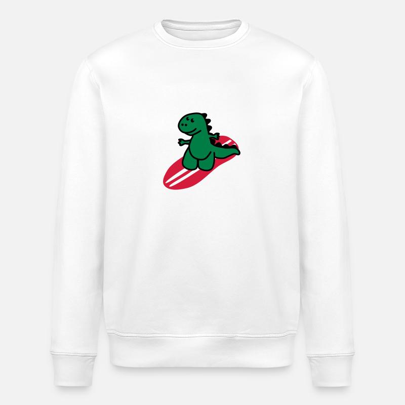 Surfing Dinosaurier - Stanley/Stella Unisex Bio-Sweatshirt ROLLER - Weiß