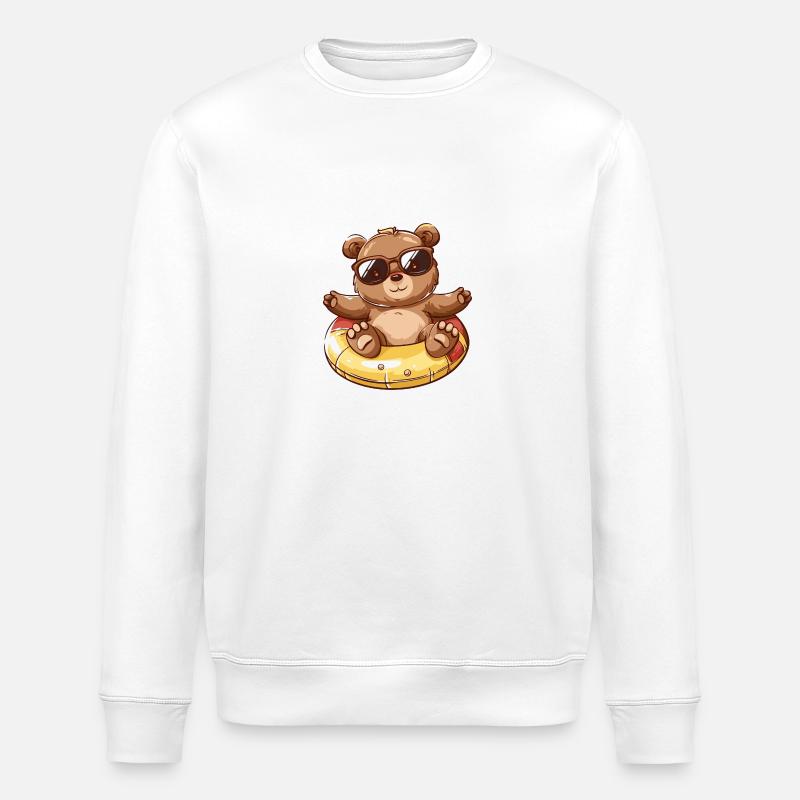 Bär Sommer Comic - Stanley/Stella Unisex Bio-Sweatshirt ROLLER - Weiß
