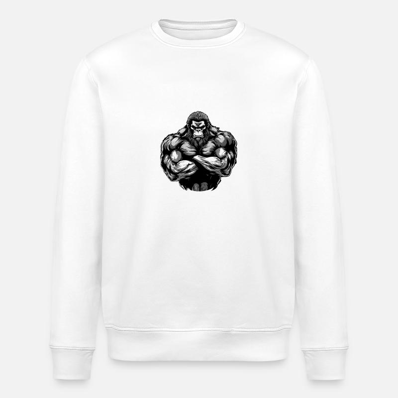 Gorilla Beast Muscles - Stanley/Stella ROLLER Unisex Organic Sweatshirt - white
