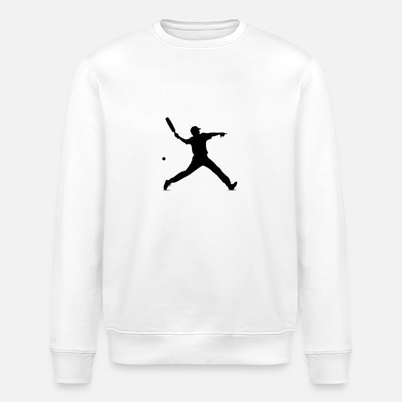 Cricket Man Silhouette - Stanley/Stella ROLLER Unisex Organic Sweatshirt - white