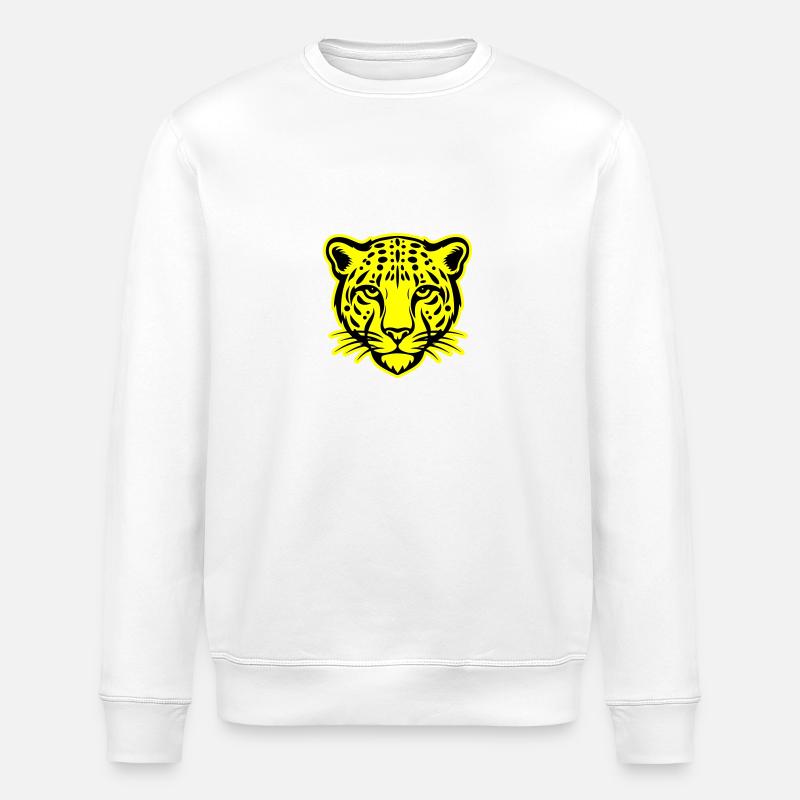 Cheetah Head - Stanley/Stella ROLLER Unisex Organic Sweatshirt - white