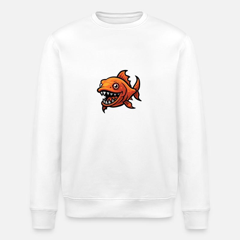 Piranha Fish Comic - Stanley/Stella ROLLER Unisex Organic Sweatshirt - white