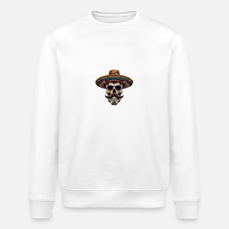 Crâne mexicain - Sweat bio ROLLER Stanley/Stella Unisexe - blanc