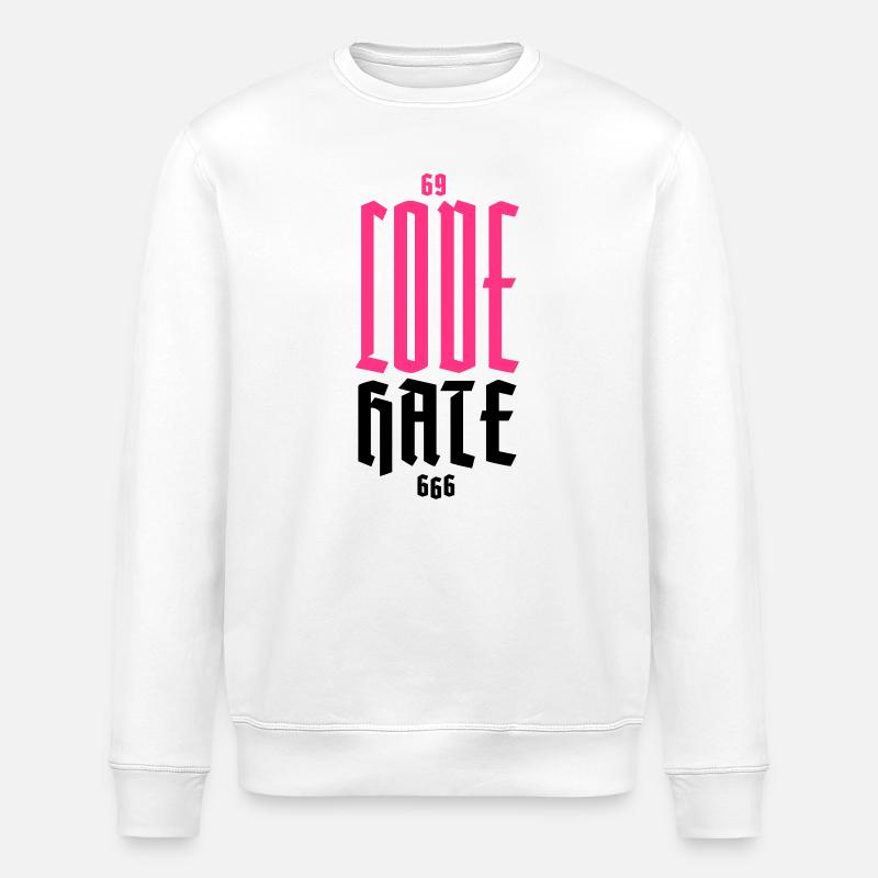 Gothic Neon CODE Vertikal - Stanley/Stella Unisex Bio-Sweatshirt ROLLER - Weiß
