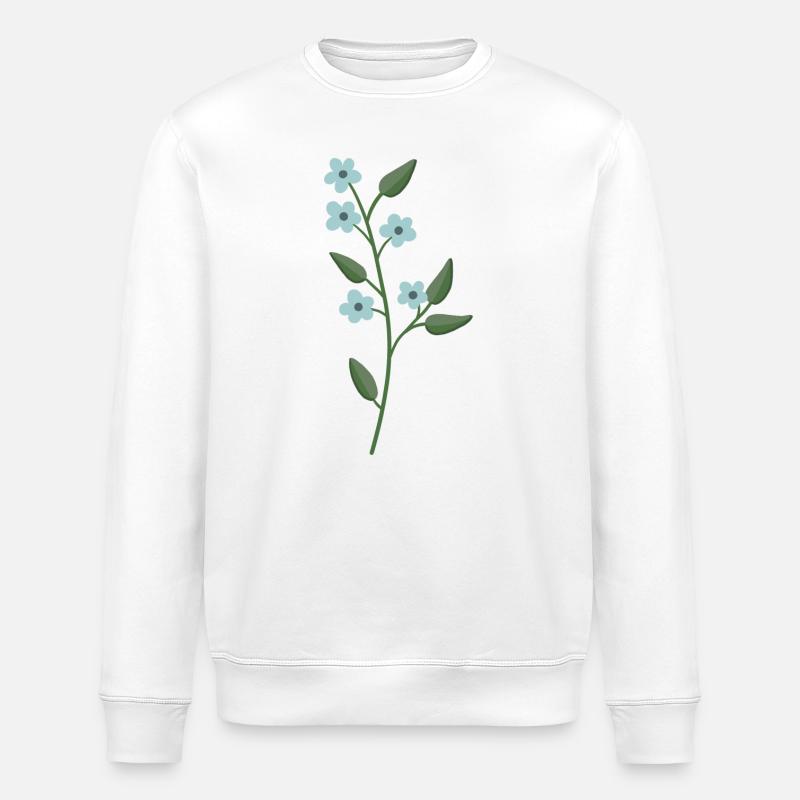 Fleur bleu clair - Sweat bio ROLLER Stanley/Stella Unisexe - blanc