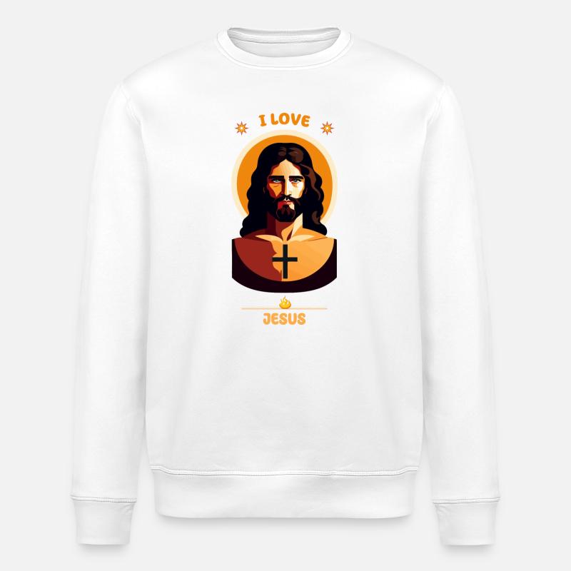 I LOVE JESUS - Stanley/Stella Unisex Bio-Sweatshirt ROLLER - Weiß
