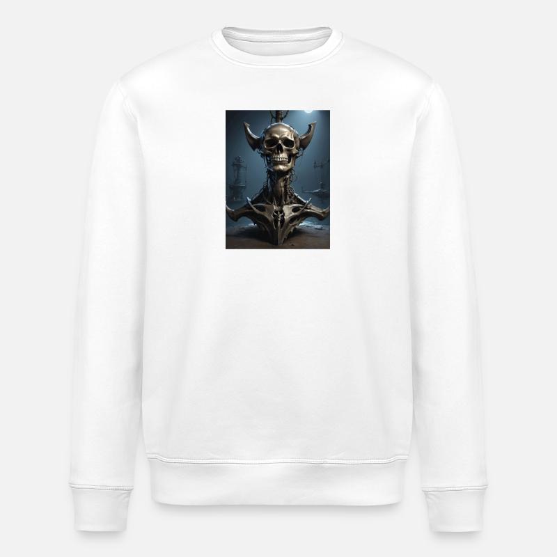 Stählernes Skelett mit Hörnern - Stanley/Stella Unisex Bio-Sweatshirt ROLLER - Weiß