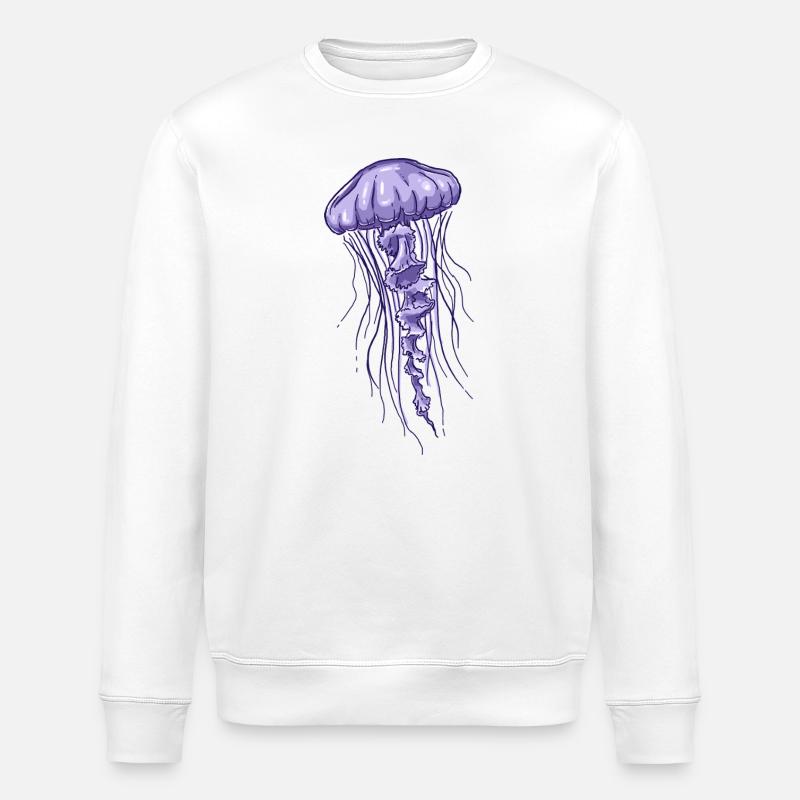 Illustration de méduse violette - Sweat bio ROLLER Stanley/Stella Unisexe - blanc