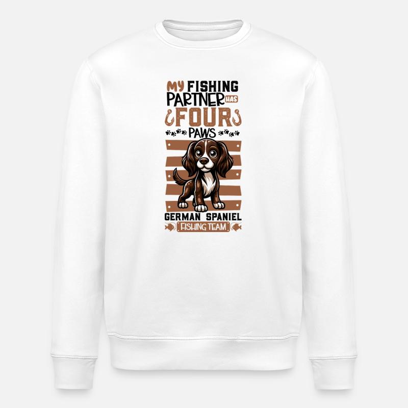 Angeln und Deutscher Spitz - Stanley/Stella Unisex Bio-Sweatshirt ROLLER - Weiß