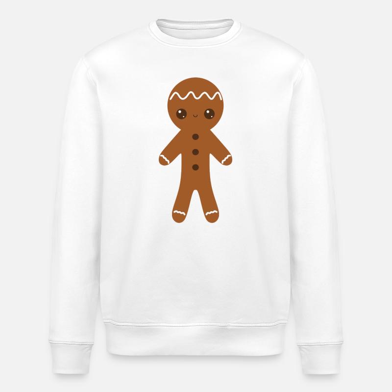 Lebkuchenfigur mit Zuckerguss Details - Stanley/Stella Unisex Bio-Sweatshirt ROLLER - Weiß