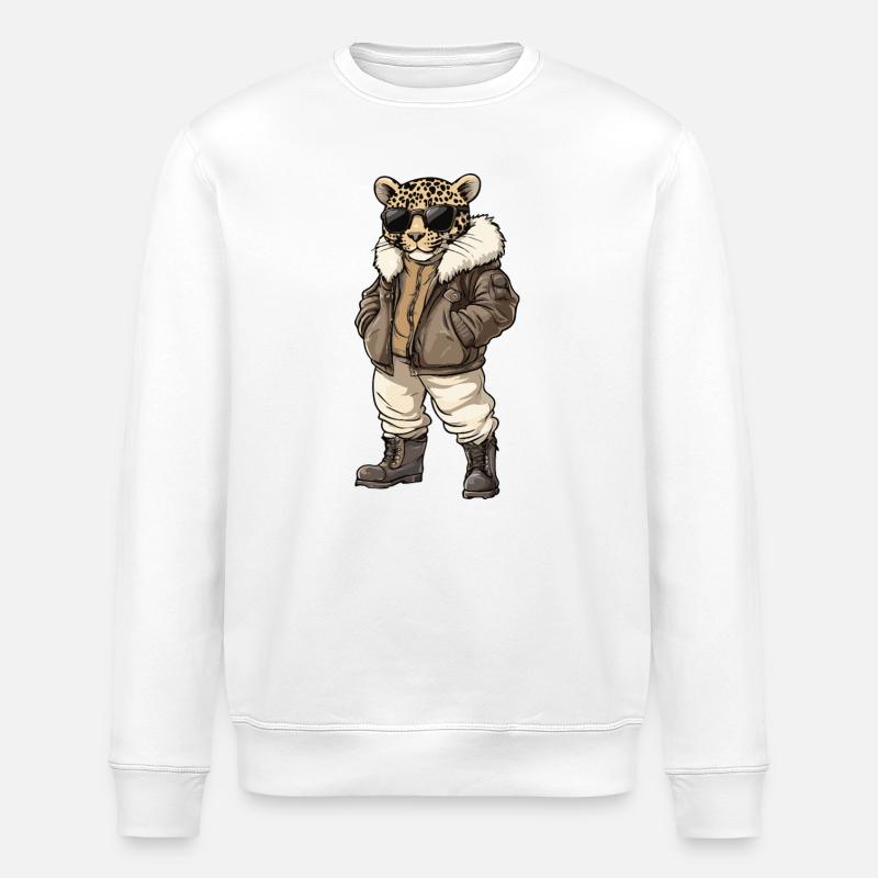 Leopard Cool Winter - Stanley/Stella Unisex Bio-Sweatshirt ROLLER - Weiß